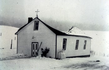 Sacred Heart Church with a collapsed roof